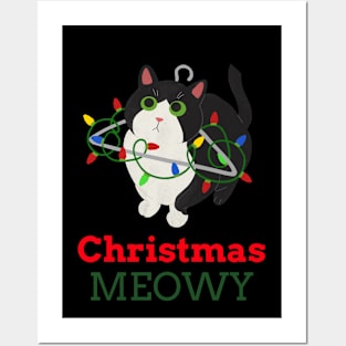 Meowy Christmas Cat Gift Posters and Art